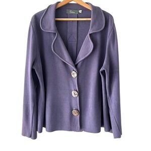 Willow Vintage 90s Knit Cardigan Sweater XL Purple Cotton USA Blazer Style